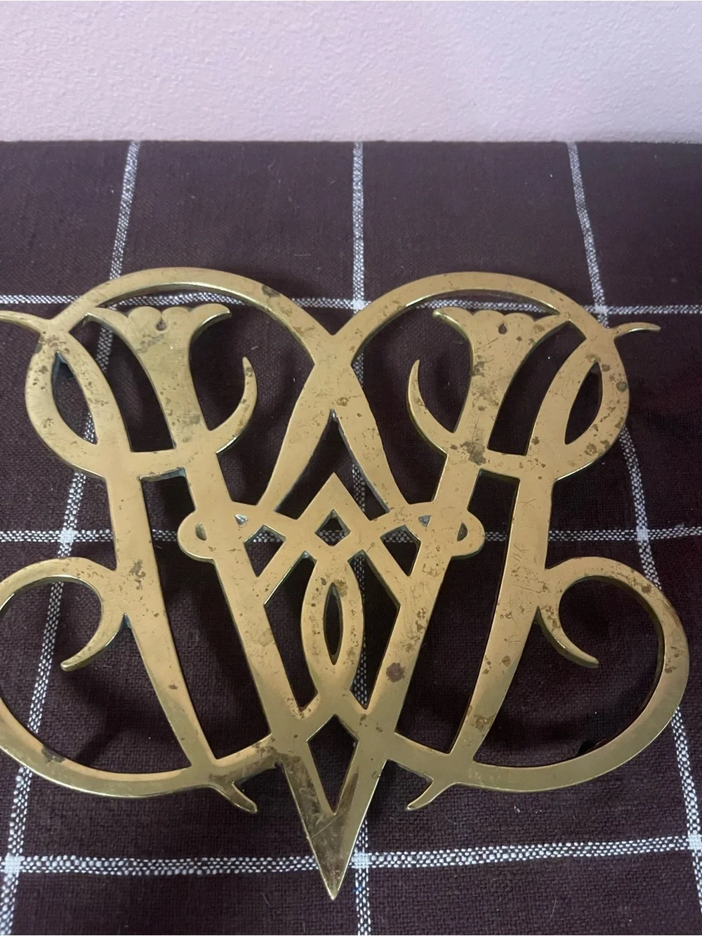 Williamsburg VA Metalcrafters Queen Ann Cypher Brass Trivet CW10-10 Vintage